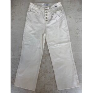 Judy Blue White High Waist Wide Leg Crop Jeans JB88674 Size 7/28 Button Fly NWT